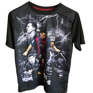 FCB Barcelona soccer shirt black Lionel Messi boys youth size XL